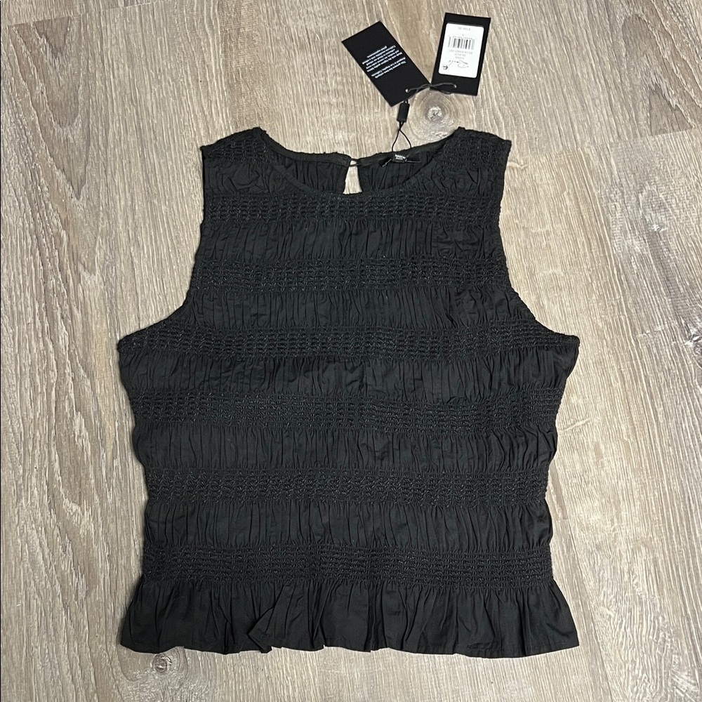 Rails Black Smocked Sleeveless Top